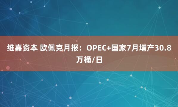 维嘉资本 欧佩克月报：OPEC+国家7月增产30.8万桶/日